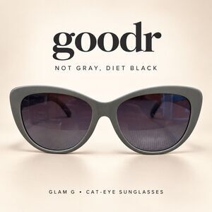 goodr GLAM G Not Gray Diet Black Polarized Cat Eye Sunglasses